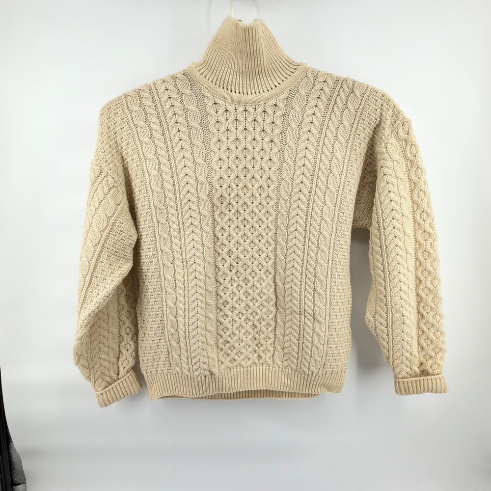 Adirondack Savile Row Turtleneck Sweater Womens XL Cream Cable Knit Long Sleeve